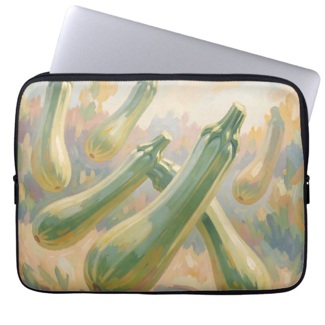Frische grüne Zucchini-Impressionistenmalerei Laptopschutzhülle (Vorderseite)