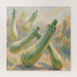 Frische grüne Zucchini-Impressionistenmalerei Puzzle