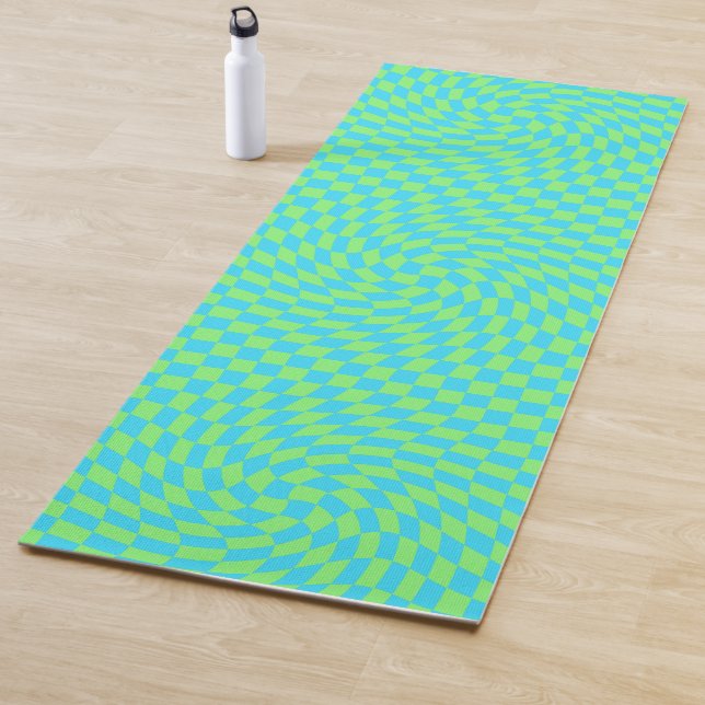 Frische, hellblaue und grüne, gepolsterte Muster Yogamatte (Beispiel)