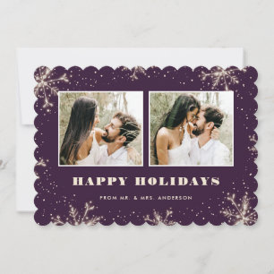 Frische Hochzeit 2 Foto Schneeflocke Violett Feiertagskarte