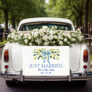 Frische Hochzeit Auto Banner Blumen und Schleife