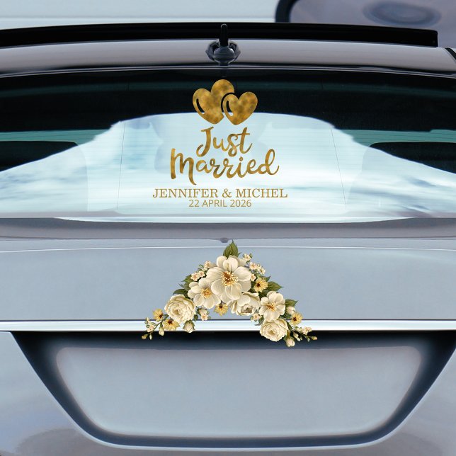 Frische Hochzeit elegante goldene Schrift Hochzeit Fensteraufkleber (Von Creator hochgeladen)