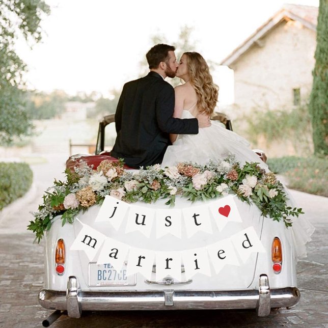 Frische Hochzeit Fluchtauto Wimpelkette (Just Married Wedding Getaway Car Bunting Flags)