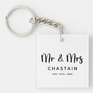 Frische Hochzeit Herr & Frau   Hochzeitsmonogramm  Schlüsselanhänger