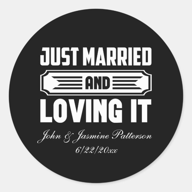 Frische Hochzeit Namen Datum Hochzeit  Runder Aufkleber (Vorderseite)