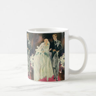 Frische Hochzeit Neuvermählte, Glückliche Braut un Tasse