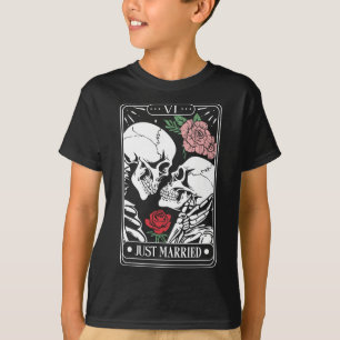 Frische Hochzeit Tarotkarte Halloween Skelett Paar T-Shirt