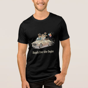Frische Hochzeit: Tierpaar im Hochzeitsauto Tri-Blend Shirt