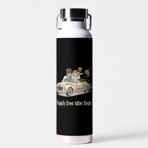Frische Hochzeit: Tierpaar im Hochzeitsauto Trinkflasche