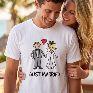 Frische Hochzeitsbraut- und Bräutigam-Cartoon T-Shirt