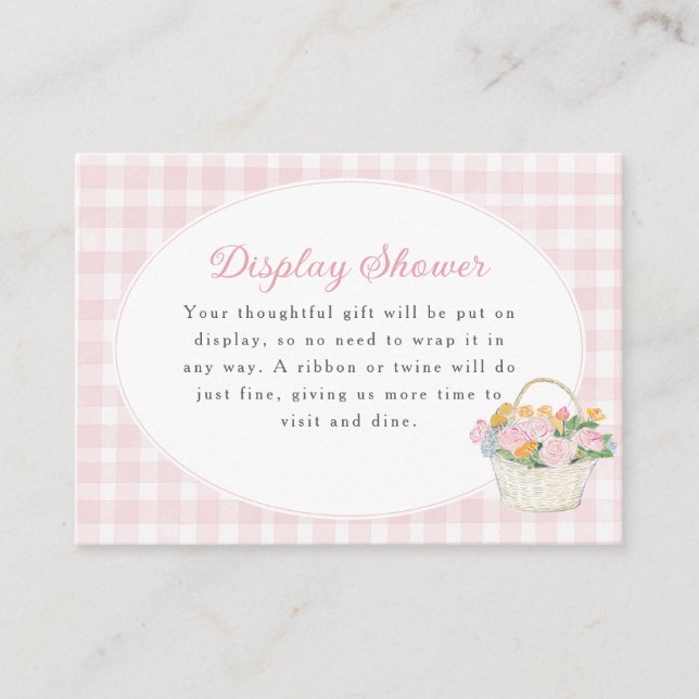 Frische Hochzeitsdusche mit rosa Gingham-Muster Begleitkarte (Vorderseite)