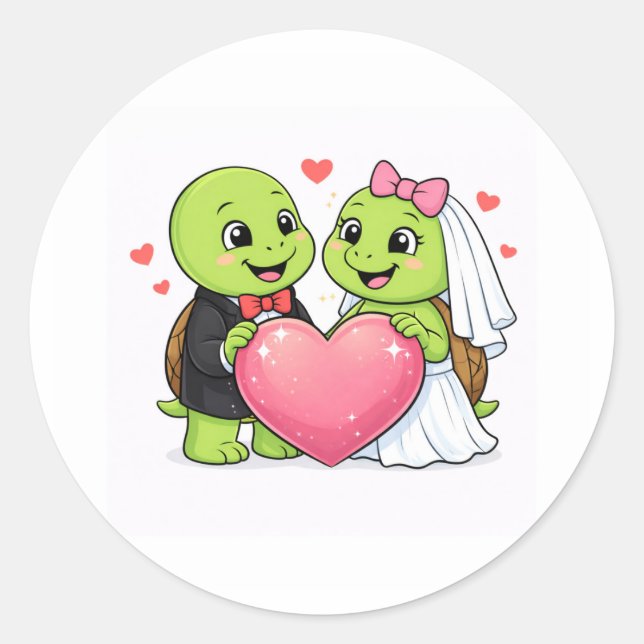 Frische Hochzeitsherzen Runder Aufkleber (Vorderseite)
