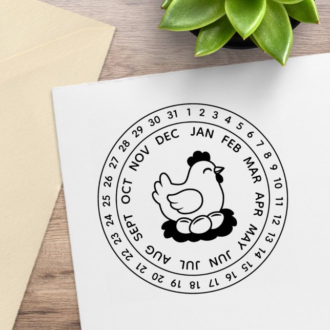 Frische Hühnereier Karton Datum Rad Gummistempel (Von Creator hochgeladen)