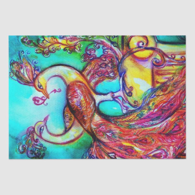 FRISCHE IN LIEBE, ROT AQUA BLAUE TURQUOISE Valenti Seidenpapier (Vorderseite)