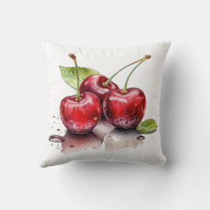 Frische Kirschen-Trio in Aquarell Kissen