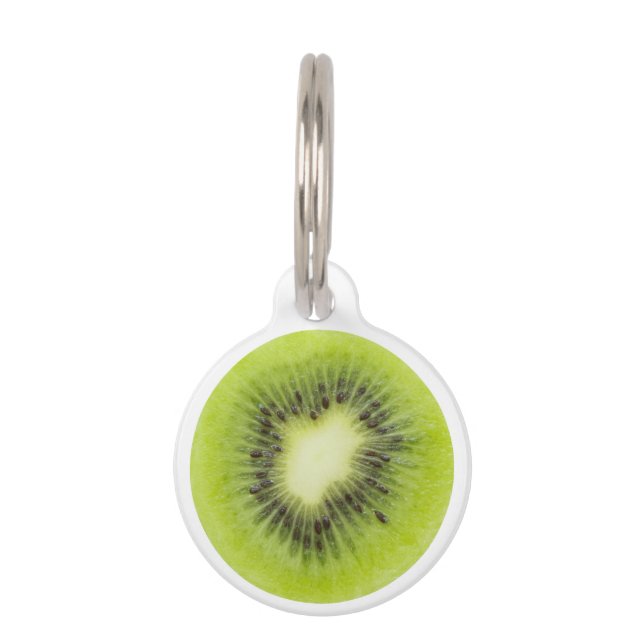 Frische Kiwi. Runde Scheibenahaufnahme Tiernamensmarke (Vorderseite)