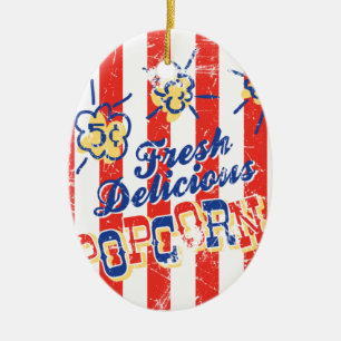 Frische köstliche Popcorn-Verzierung - Oval Keramik Ornament