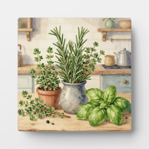 Frische Küchenkräuter Aquarell  Fotoplatte