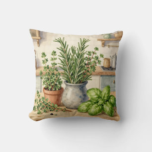 Frische Küchenkräuter Aquarell Kissen