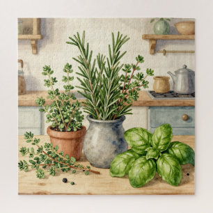 Frische Küchenkräuter Aquarell  Puzzle