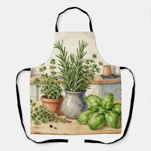 Frische Küchenkräuter Aquarell Schürze