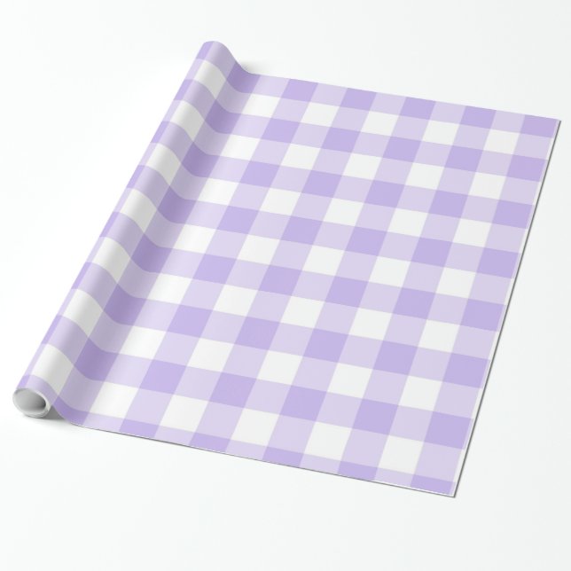 Frische Lavendel-Gingham-Muster Geschenkpapier (Ungerollt)