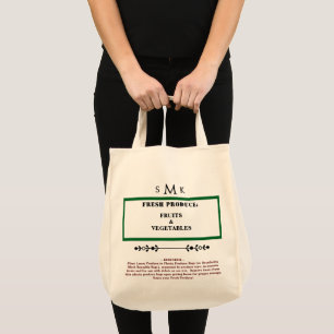 Frische Lebensmittel Einkaufs-Monogramm  Tragetasche