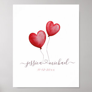 Frische Liebe neuvermählter Paare feiern: Ballons, Poster