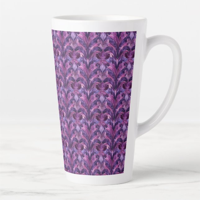 Frische Lila Töne Art Deco Grosse Latte Tasse (Rechts)