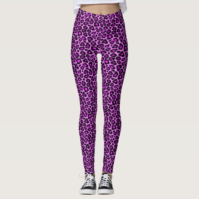 Frische Lila und rosafarbene Leoparddrucke Leggings (Vorderseite)