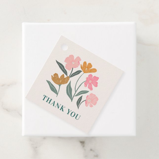 Frische Markt-Blumen-Illustration Danke Geschenkanhänger (Beispiel)