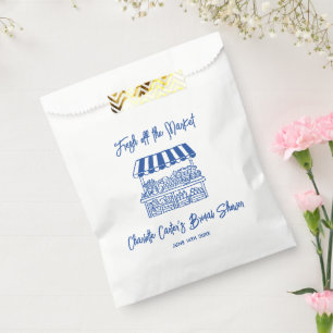 Frische Markthand Brautparty mit blauer Handzeichn Geschenktütchen