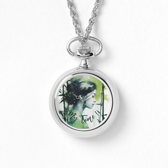 Frische moderne Bambusse, personalisierter Zeitpre Armbanduhr (Vorderseite)