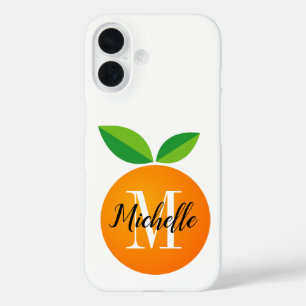 Frische Orange Frucht individuelles Monogramm iPho iPhone 16 Hülle