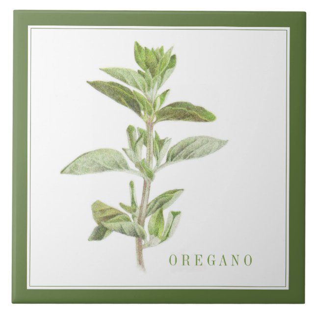 FRISCHE OREGANO 6x6 Keramik Tile (+text) Grün Fliese (Vorderseite)