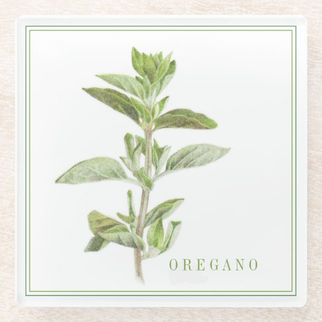 FRISCHE OREGANO Glasgetränkekappe (+Text) Glasuntersetzer (Vorderseite)