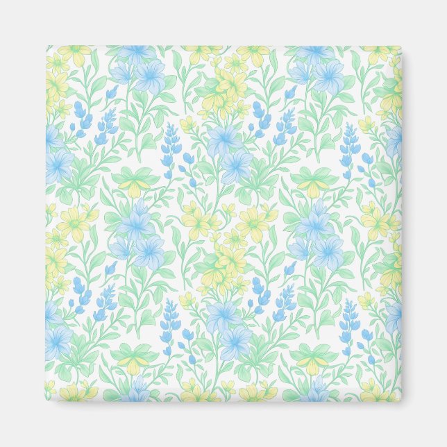 Frische Pastell-Blumenmuster Magnet (Vorne)
