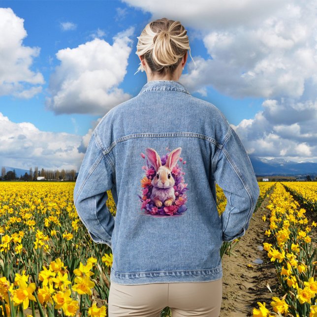 Frische Pastelle Ostern Bunny & Watercolor Florenz Jeansjacke (Von Creator hochgeladen)