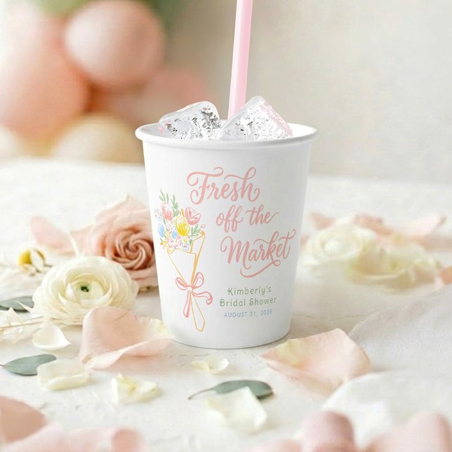 Frische Pastellfarbene Hochzeitsfeier Pappbecher (Fresh Off The Market Pastel Floral Paper Cups)