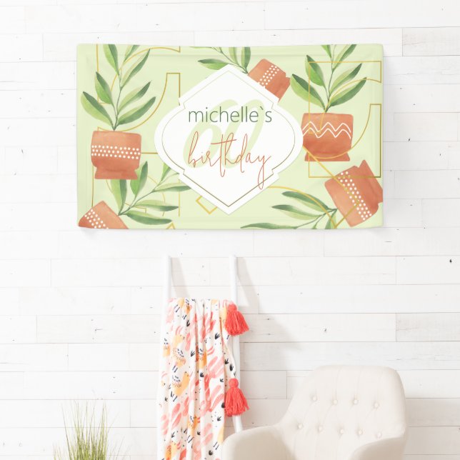 Frische Pflanze in Keramik Wasserfarbe Banner (Insitu)