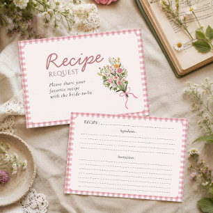 Frische Pink-Gingham-Rezeptanfrage vom Markt Begleitkarte