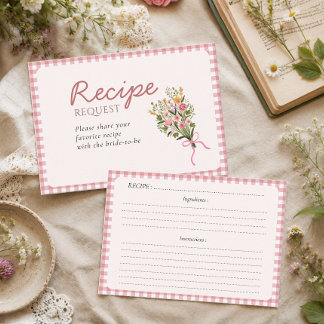 Frische Pink-Gingham-Rezeptanfrage vom Markt Begleitkarte