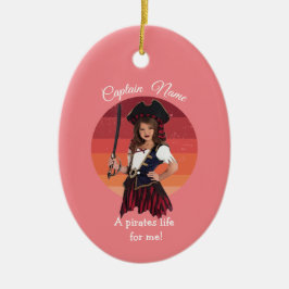 Frische Pink Girl Pirate Keramik Ornament
