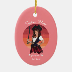 Frische Pink Girl Pirate Keramik Ornament