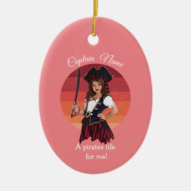 Frische Pink Girl Pirate Keramik Ornament (Vorne)