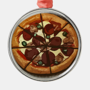 Frische Pizza-Pizzeria-Verzierung Silbernes Ornament