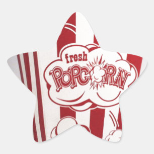 Frische Popcorn-Tüte rot Vintage Stern-Aufkleber