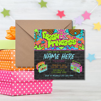 Frische Prinzessin der 90er Jahre Boombox Grüne Fa Einladung