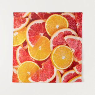 Frische reife Orange- und Grapefruituntergrund Wandteppich