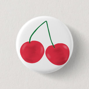 Frische reife rote Kirschen Fruchtmuster Button